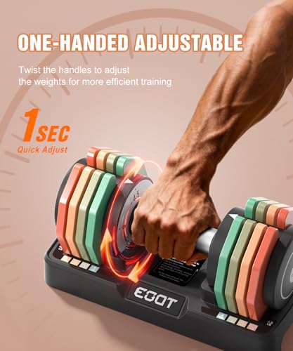 22.5LB Adjustable Dumbbell Set with Rainbow-Colored Plates - EOAT