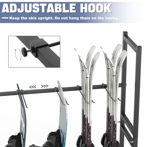 WALMANN Garage Sports Equipment Organizer Stand with Ski & Snowboard Storage
