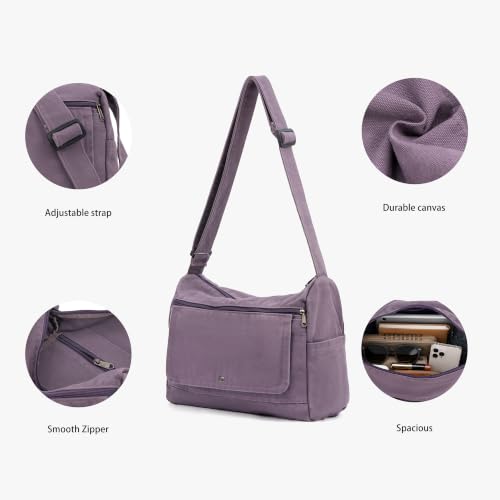 Purple Canvas Crossbody Messenger Bag for Women & Men - Vintage Style