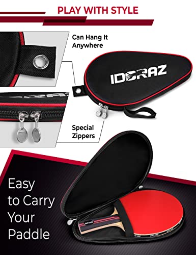 Idoraz Professional Ping Pong Paddle with ITTF Rubber & Carrying Case