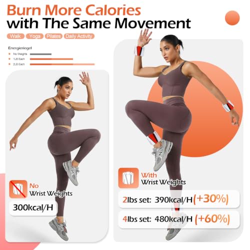 Adjustable Ankle & Wrist Weights for Women 2lb & 4lb Pair - White & Red