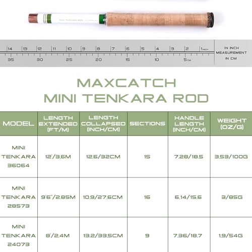 Maxcatch 12ft Tenkara Fly Fishing Rod Combo - 9'6" Ultra-Light Carbon Fiber