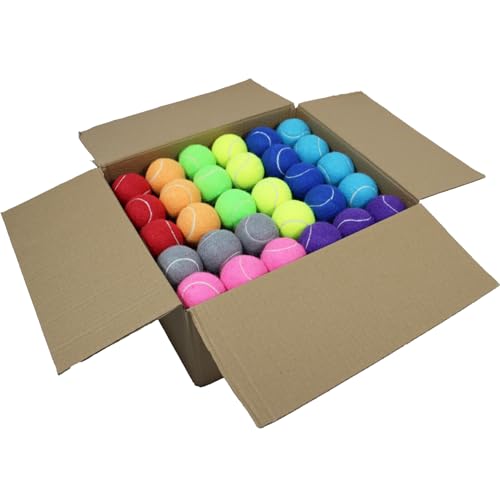 Multicolour Tennis Balls Bulk Pack 90 Practice & Dog Balls - Durable Felt & Rubber