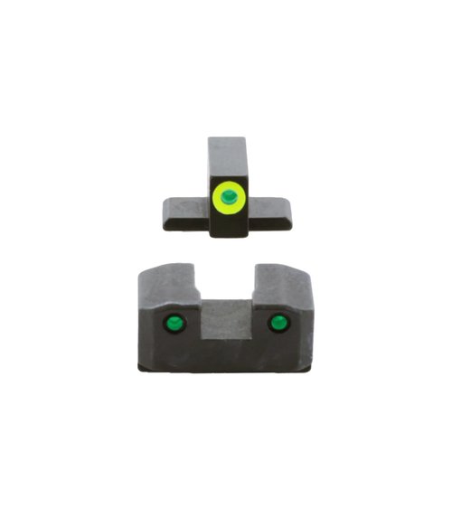 AMERIGLO Trooper Series - Three-Dot Green Tritium Design Springfield Set Front Outline LumiGreen Fits Hellcat OSP