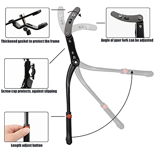 Adjustable Aluminum Bicycle Kickstand for 22-28 Inch Mountain and Road Bikes - Three Support
