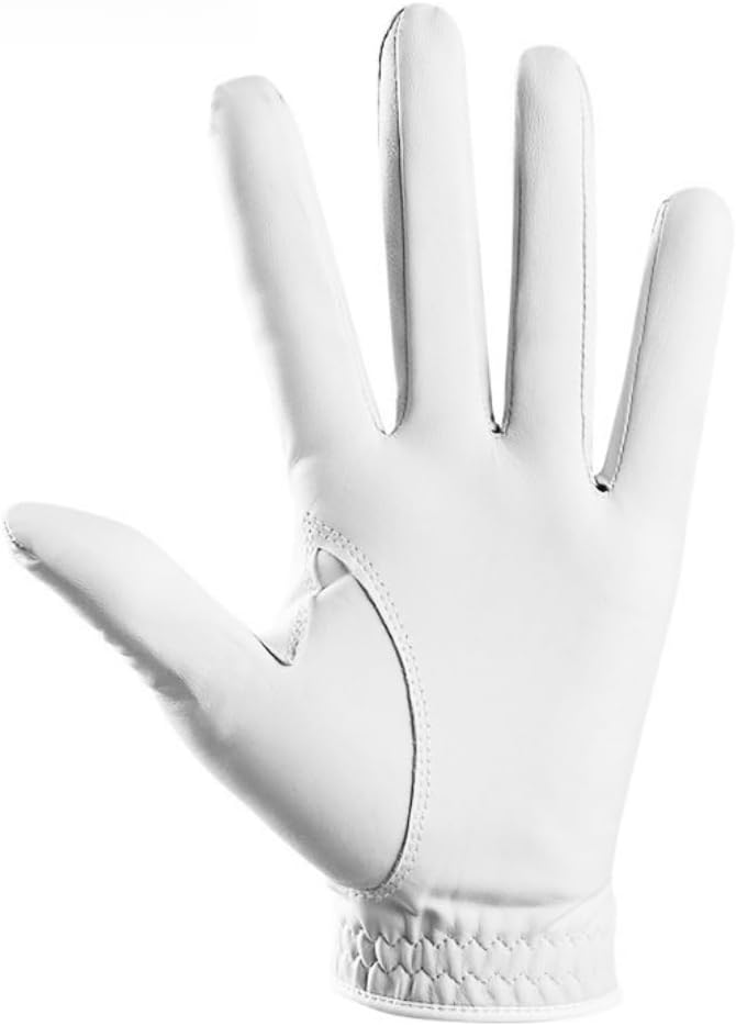 Skiennix Golf Gloves - 100% AAA Cabretta Leather, Ergonomic Ultra-Thin Design, Wear-Resistant White