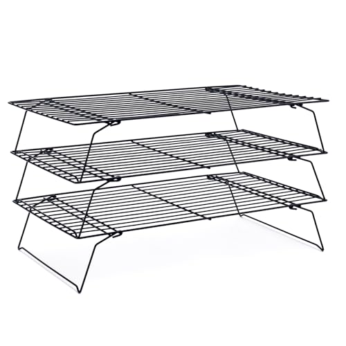 Black 16x10 Inch 3-Tier Cooling Rack for Baking and Cooking