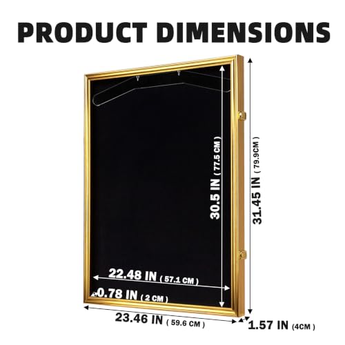 Gold Frame Jersey Display Case with UV Protection Acrylic & Black Background - Model: Gold Frame