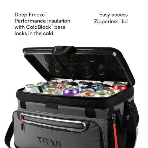 Titan Zipperless HardBody Cooler - Keeps Ice 2 Days, 48 Cans, Sharkskin Gray