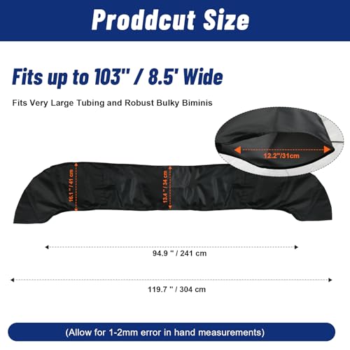 HWEIUA Oversize Bimini Top Storage Boot Cover 103" Waterproof Canvas Boat Cover