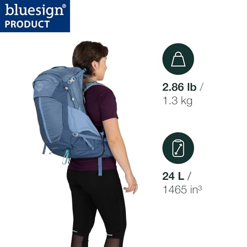 Osprey Sirrus 24L Women's Hiking Backpack - Sevres Blue, Includes Raincover