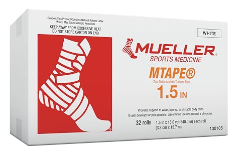 Mueller MTape Athletic Tape 32 Pack - White Hospital-Grade Cotton Support