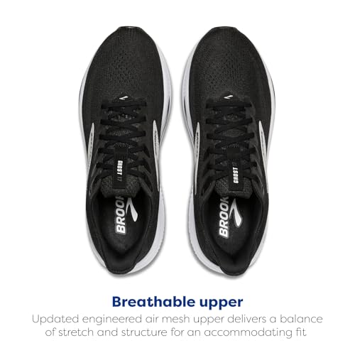 Brooks Men’s Ghost 17 Neutral Running Shoes - Black/Grey/White, Size 10