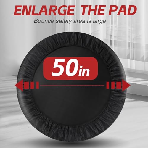 KOKSRY 50 Inch Foldable Rebounder Trampoline with Handle for Adults & Kids, Supports 450 lbs