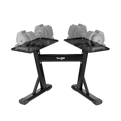 Yes4All Adjustable Dumbbell Stand - 160 lb Capacity, Spotter & Weight Rack with Strap