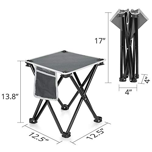 Grey 2 Pack Portable Folding Camping Stool with Side Pocket - Lightweight & Supports 400lbs