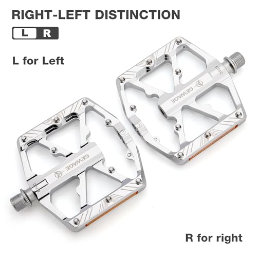 S-Silver Bicycle Pedals 9/16 Inch MTB Road Bike with Reflectors & 3 Bearings