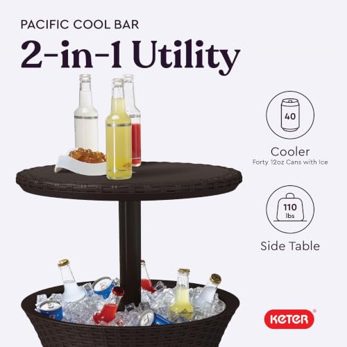 Outdoor Patio Bar Table with 7.5-Gallon Cooler - Espresso Brown