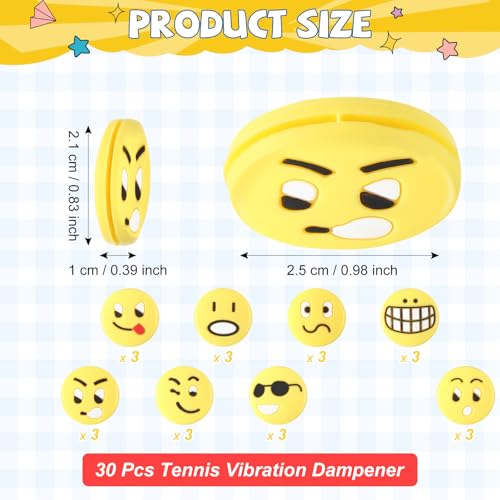 Silicone Tennis Vibration Dampeners Set - 30 Assorted Racket Accessories