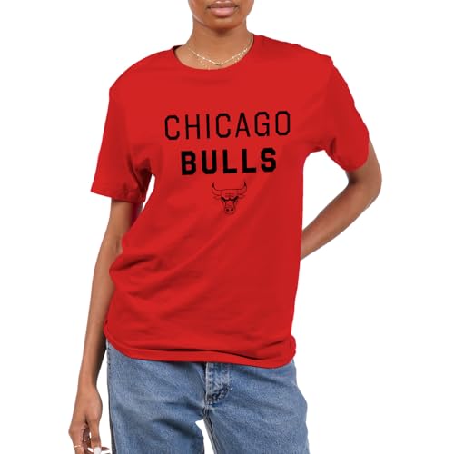 NBA Junk Food Core Stacked Adult T-Shirt - Chicago Bulls Red XL