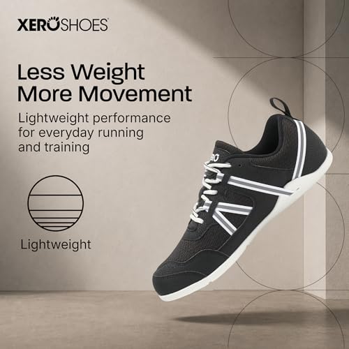 Men's Barefoot Sneaker - Xero Shoes Prio, Black & White, Size 12
