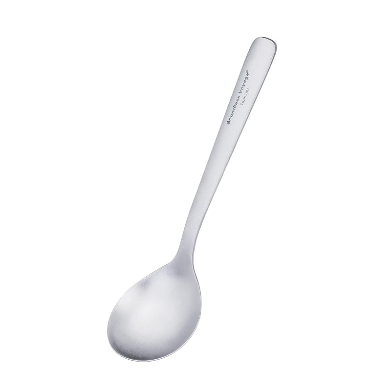 Ti1068T Titanium Camping Spoon with Big Bowl - Ultra Lightweight Outdoor Utensil (Variation of THIS listing: Ti1068T Titanium Spoon 1PC)