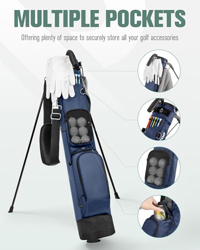 RIOROO Blue Golf Stand Bag for Men & Women - Lightweight 7-Club Carry Bag