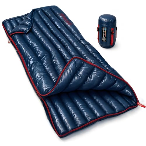ZOOOBELIVES Navy Ultralight Down Sleeping Bag 50°F Comfort 3-Season for Adults
