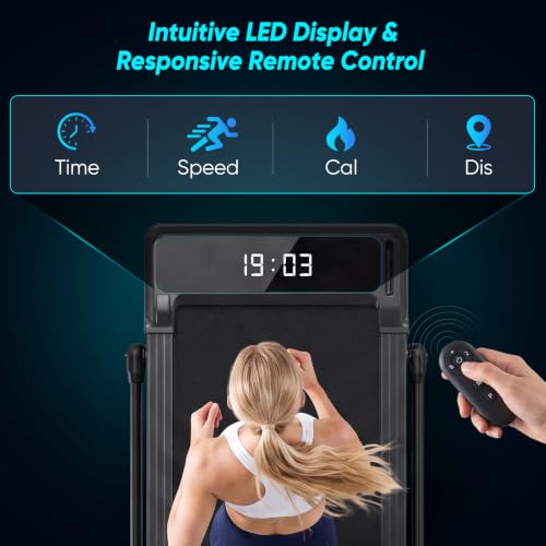 Foldable Portable Walking Pad Treadmill for Home with Handle Bar, Small Space Exercise Equipment