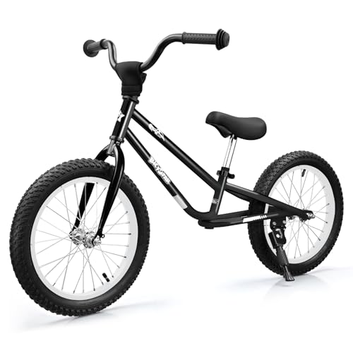 Bicystar 16-Inch Kids Balance Bike with Air Tires, Black, Adjustable for Ages 5-8
