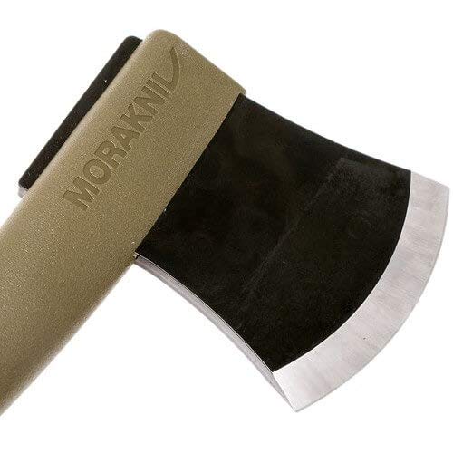 Green Camping Axe with Boron Steel Blade, Lightweight Handle & Leather Sheath