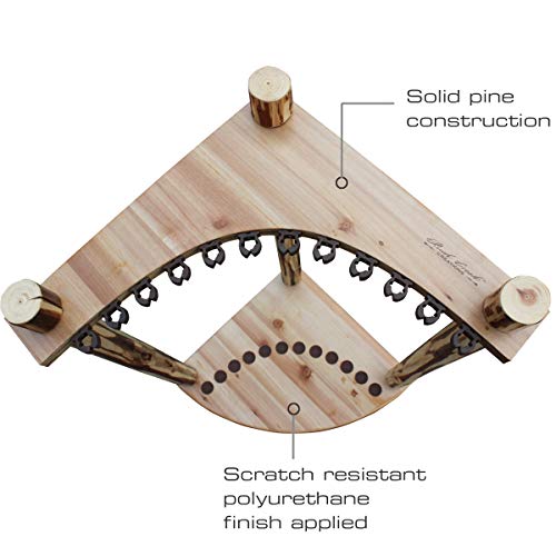Rush Creek Creations 12-Slot Corner Fishing Rod Rack, Rustic Pine Storage Organizer