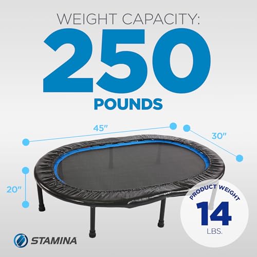 Foldable 36-Inch Mini Trampoline Rebounder for Adults with App - Portable Home Fitness Equipment, Black & Blue