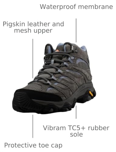 Merrell Women's Moab 3 Mid Waterproof Hiking Boots - Granite, Size 9