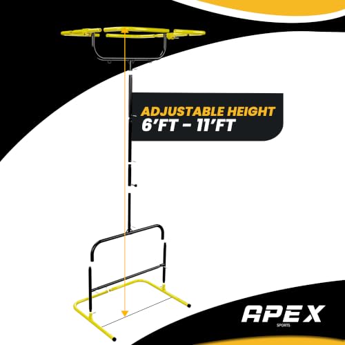 Black & Yellow Volleyball Setter Trainer, Adjustable 6-11 ft Net for Solo Practice