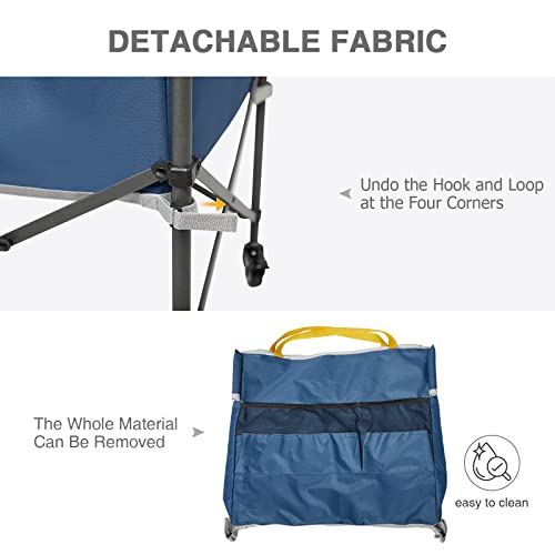 Blue Volleyball Storage Cart with Lockable Wheels, Collapsible Sports Organizer 20 Balls