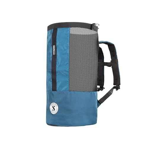 SCUBAPRO Mesh Dive Bag with Roll Top Closure & Side Zipper - 65L, Denim Blue