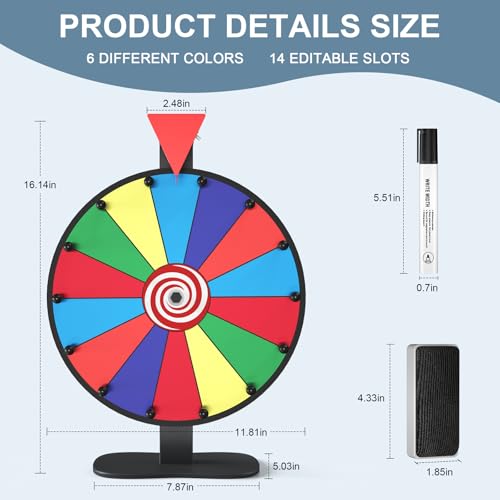 12 Inch Heavy Duty Prize Wheel with 14 Slots for Party and Classroom Games