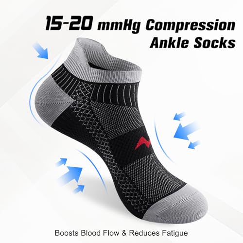 Ankle Compression Socks for Men & Women - 6 Pairs, Support & Circulation