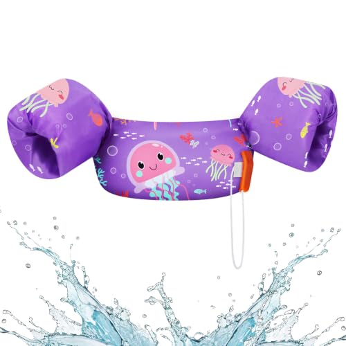 Kids Swim Vest with Safety Buckle and Adjustable Straps - Purple, 22-55 lbs