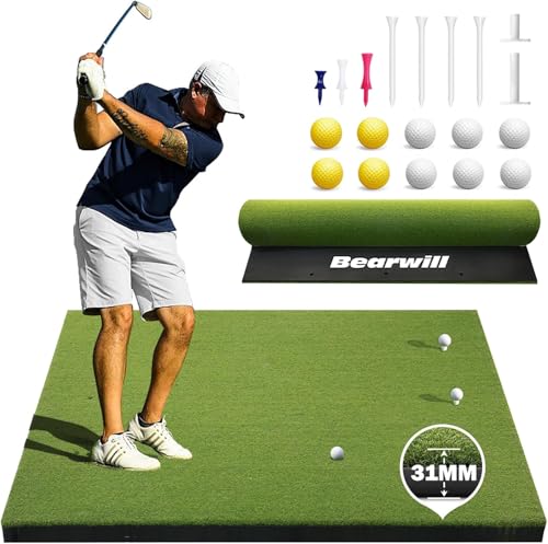 Bearwill 5' x 4' Premium Golf Hitting Mat - Indoor & Outdoor Turf Practice