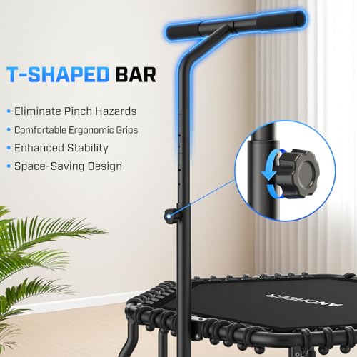 ANCHEER 50-Inch Black Rebounder Trampoline for Adults with Handle Bar, Indoor, 550 lb Capacity