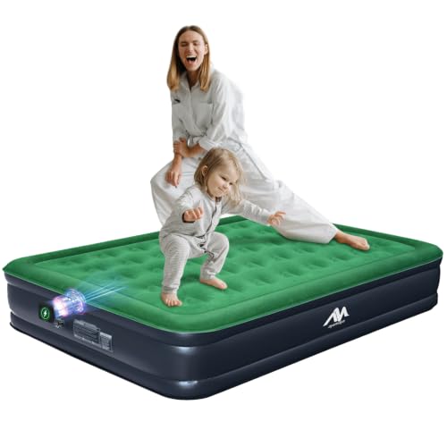 10-Inch Queen Camping Air Mattress with Rechargeable Pump - Portable Inflatable Bed for Tents, Outdoors & Guests