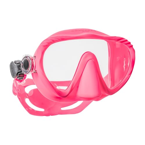 Frameless Pink Dive Mask - Low Volume Snorkeling Mask with Clear Lens