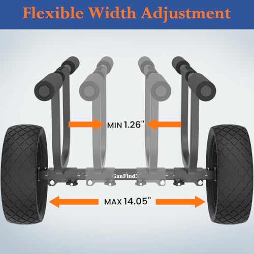 GanFindX Heavy Duty Aluminum Kayak Cart 300 lbs Capacity 11 Inch No-Flat Wheels
