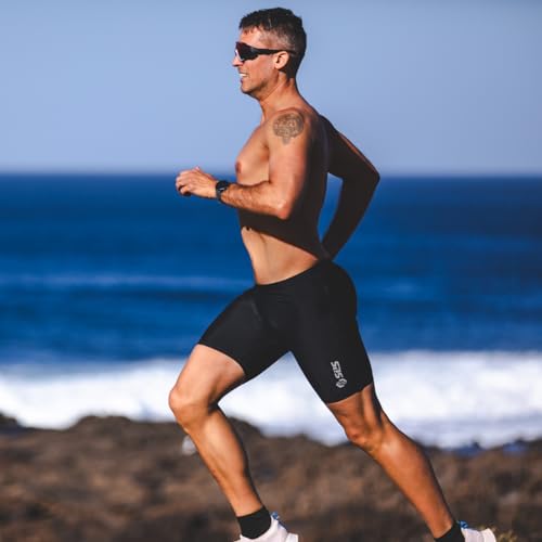 SLS3 Men's Triathlon Shorts Large Midnight with 2 Pockets – Quick-Dry Activewear