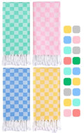 Mixed Checkered Beach Towel Set 72x36 Inch Sandproof Quick Drying Large