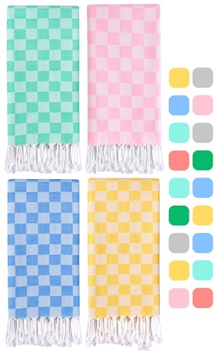Mixed Checkered Beach Towel Set 72x36 Inch Sandproof Quick Drying Large