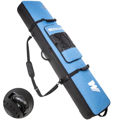 MERALIAN Blue 170cm Snowboard Bag with Wheels, Padded Travel Storage