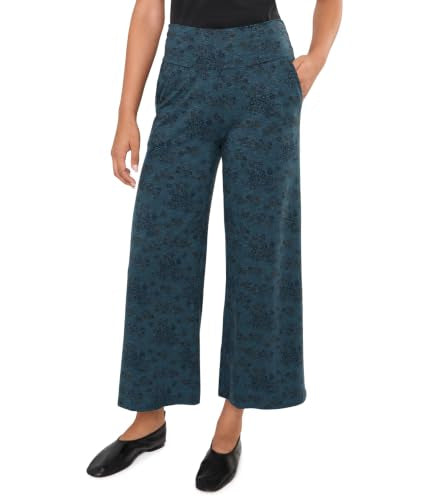 Women's Chaka Wide Leg Crop Pants Small Navy Print - Comfortable & Stylish